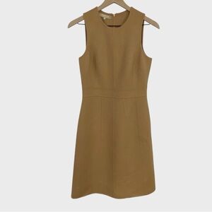 Michael Kors Collection Tan Virgin Wool Angora Sleeveless Sheath Dress Size 8